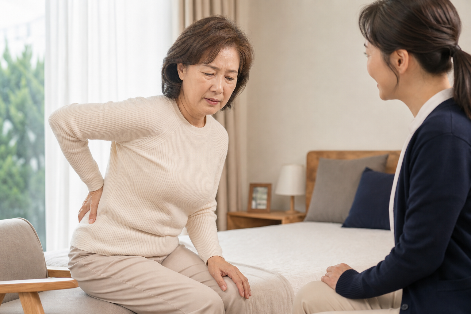 넘어진 뒤 허리가 계속 아프면 압박골절 검사가 필요할까요? 상단 이미지